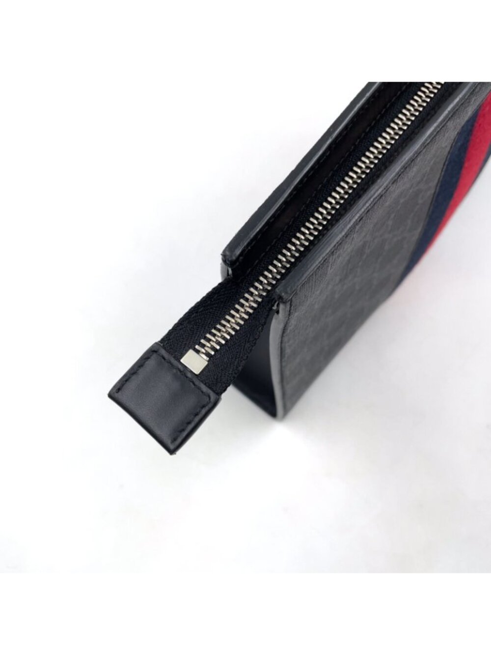★SOLD★ Gucci GG Supreme Webbing Line Leather Black Clutch Silver - Picture 12 of 15